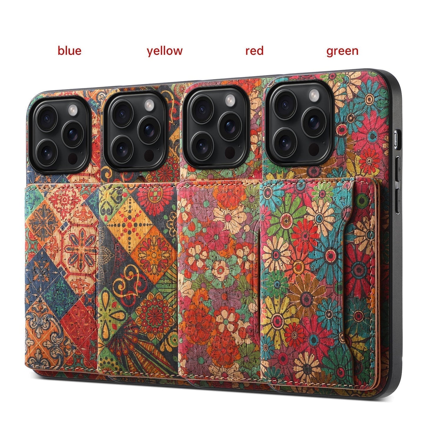 Caixa de carteira de couro Floral Seasons vintage - Proteção Boho Chic para iPhone
