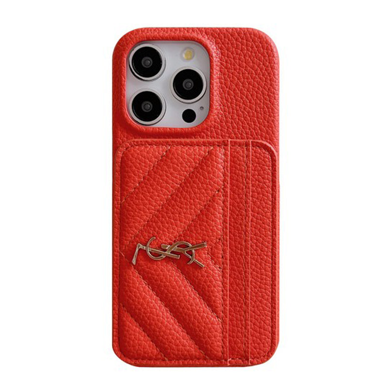 Capa para iPhone de couro de bolsa de cartão saint