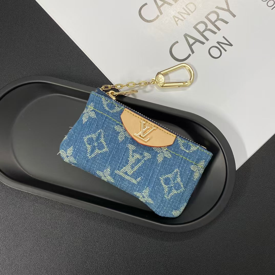 Luxury Monogram Coin Pouch – Stylish & Compact Keychain Wallet