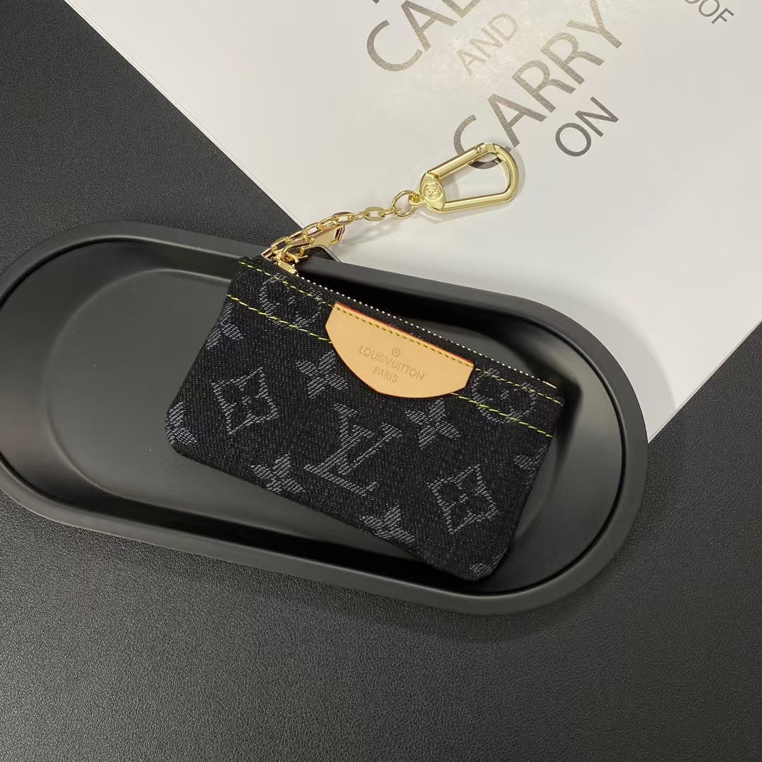 Luxury Monogram Coin Pouch – Stylish & Compact Keychain Wallet