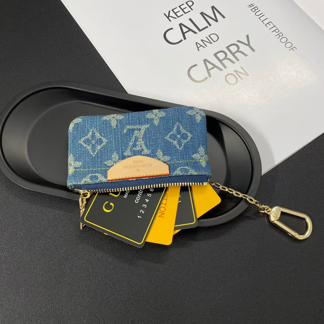 Luxury Monogram Coin Pouch – Stylish & Compact Keychain Wallet