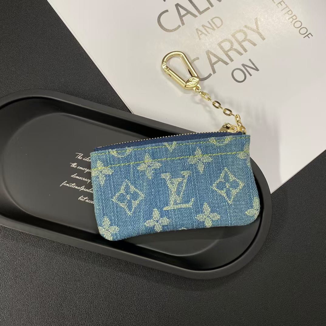 Luxury Monogram Coin Pouch – Stylish & Compact Keychain Wallet
