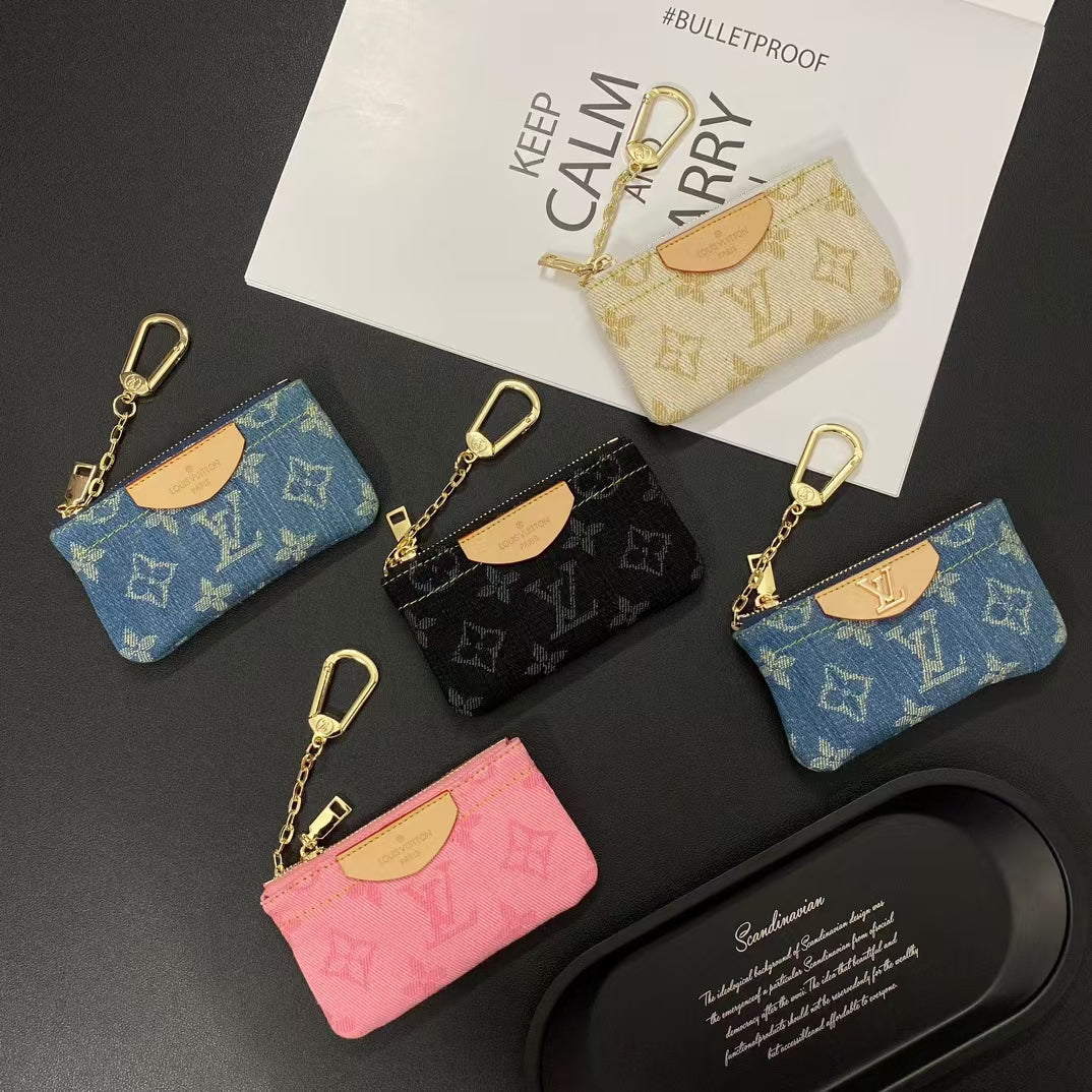 Luxury Monogram Coin Pouch – Stylish & Compact Keychain Wallet