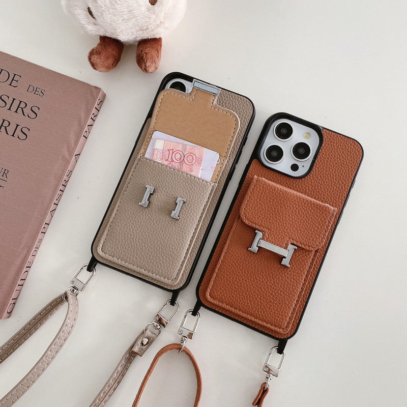 H Κάρτα τσάντα δερμάτινη θήκη iPhone iPhone