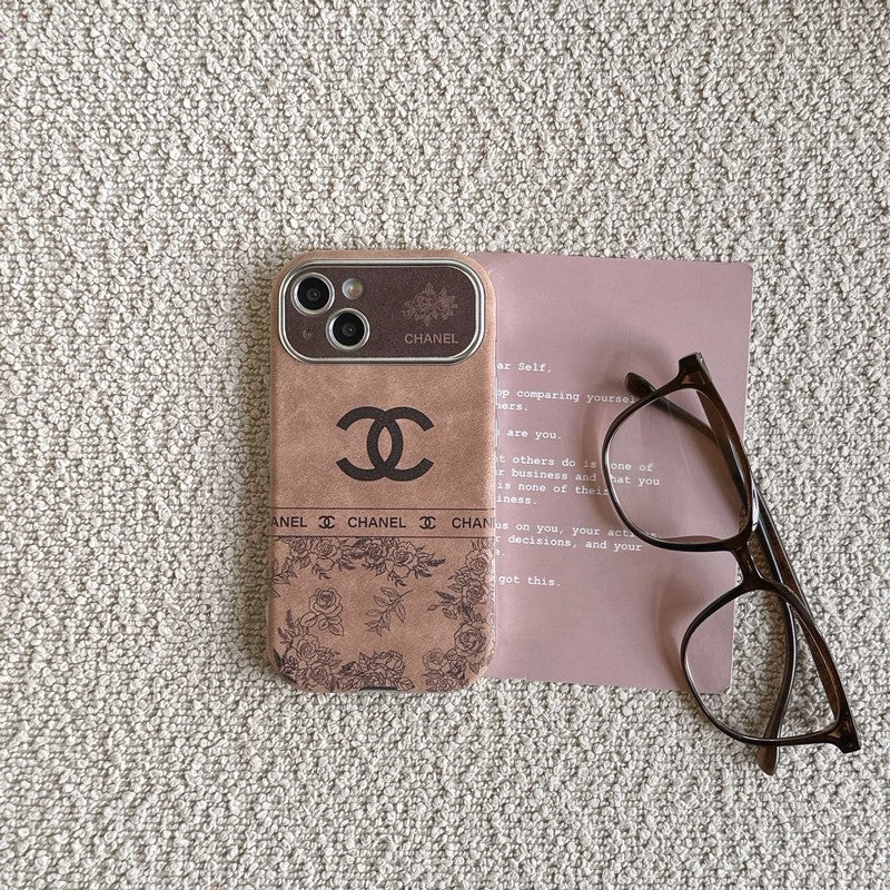 CC White & Brown Color Δερμάτινη θήκη iPhone