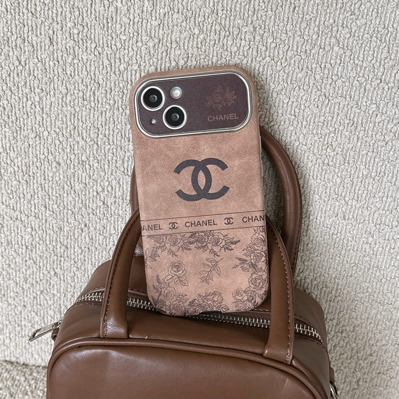 CC White & Brown Color Δερμάτινη θήκη iPhone