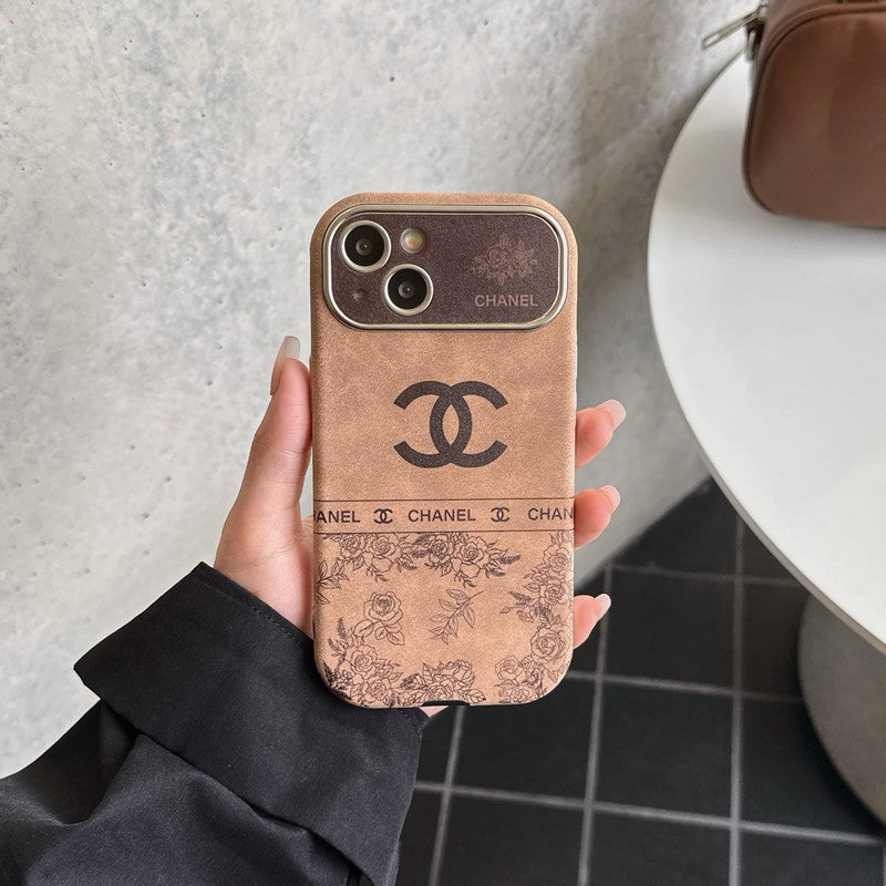 CC White & Brown Color Δερμάτινη θήκη iPhone