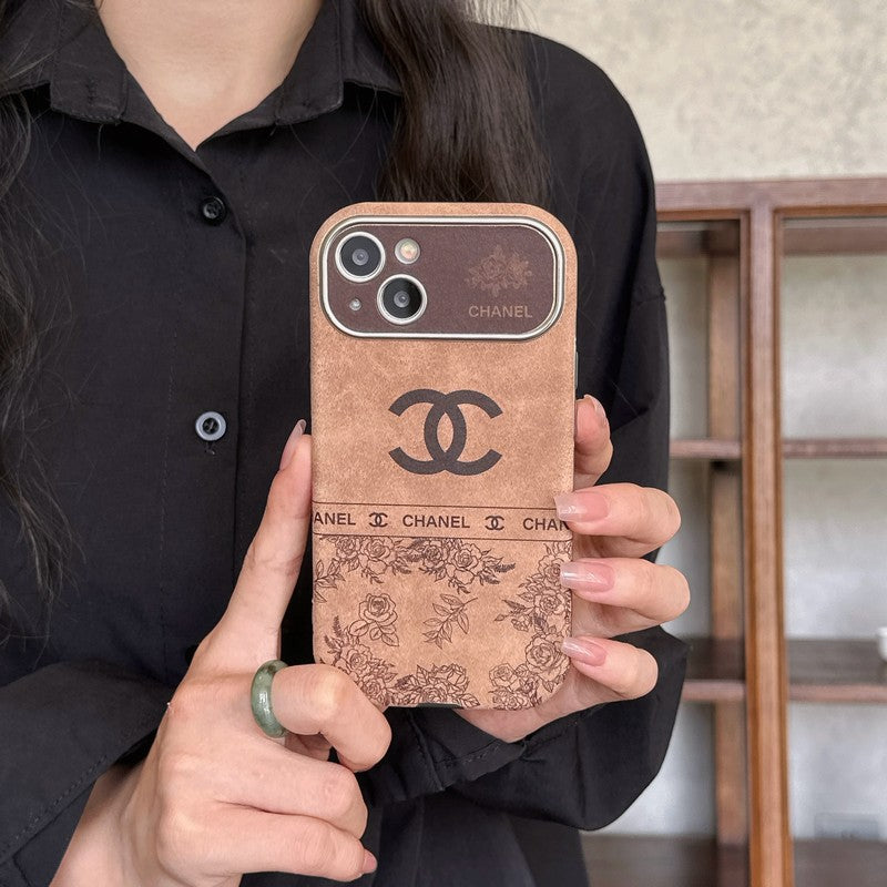 CC White & Brown Color Δερμάτινη θήκη iPhone