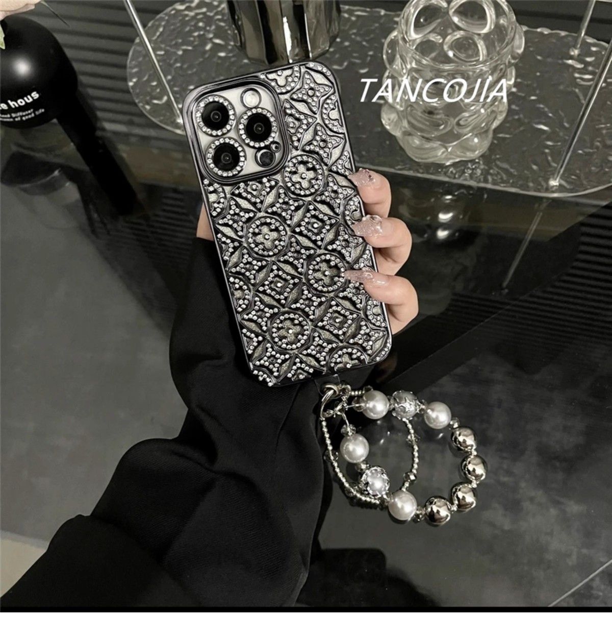 Capa de iPhone em relevo de diamante de luxo