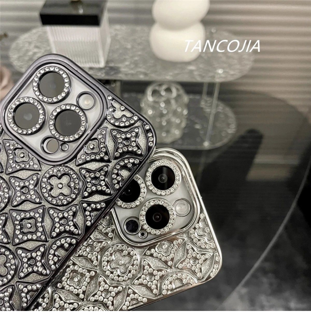 Capa de iPhone em relevo de diamante de luxo
