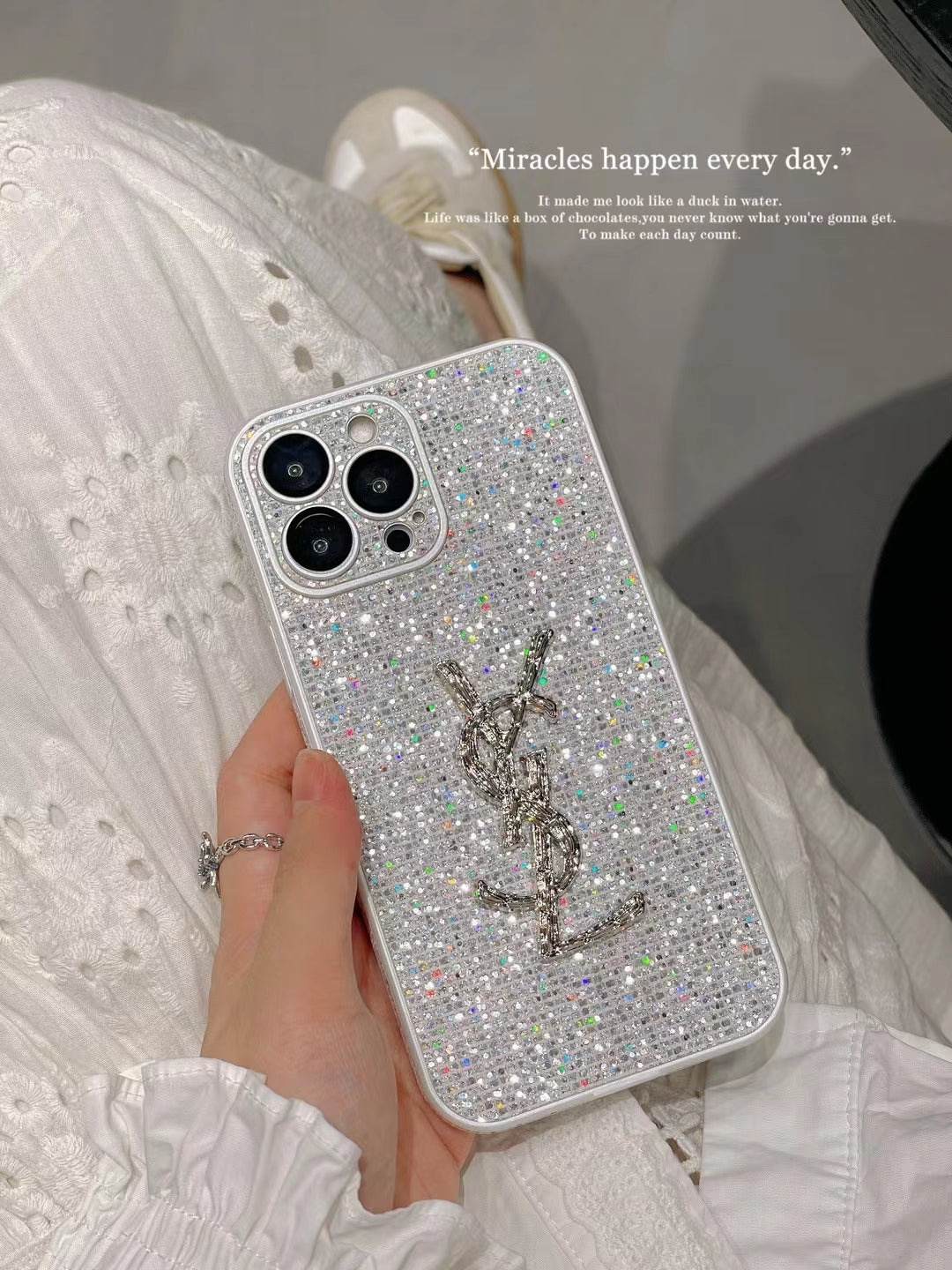 Casos de iPhone de glitter luxuosos