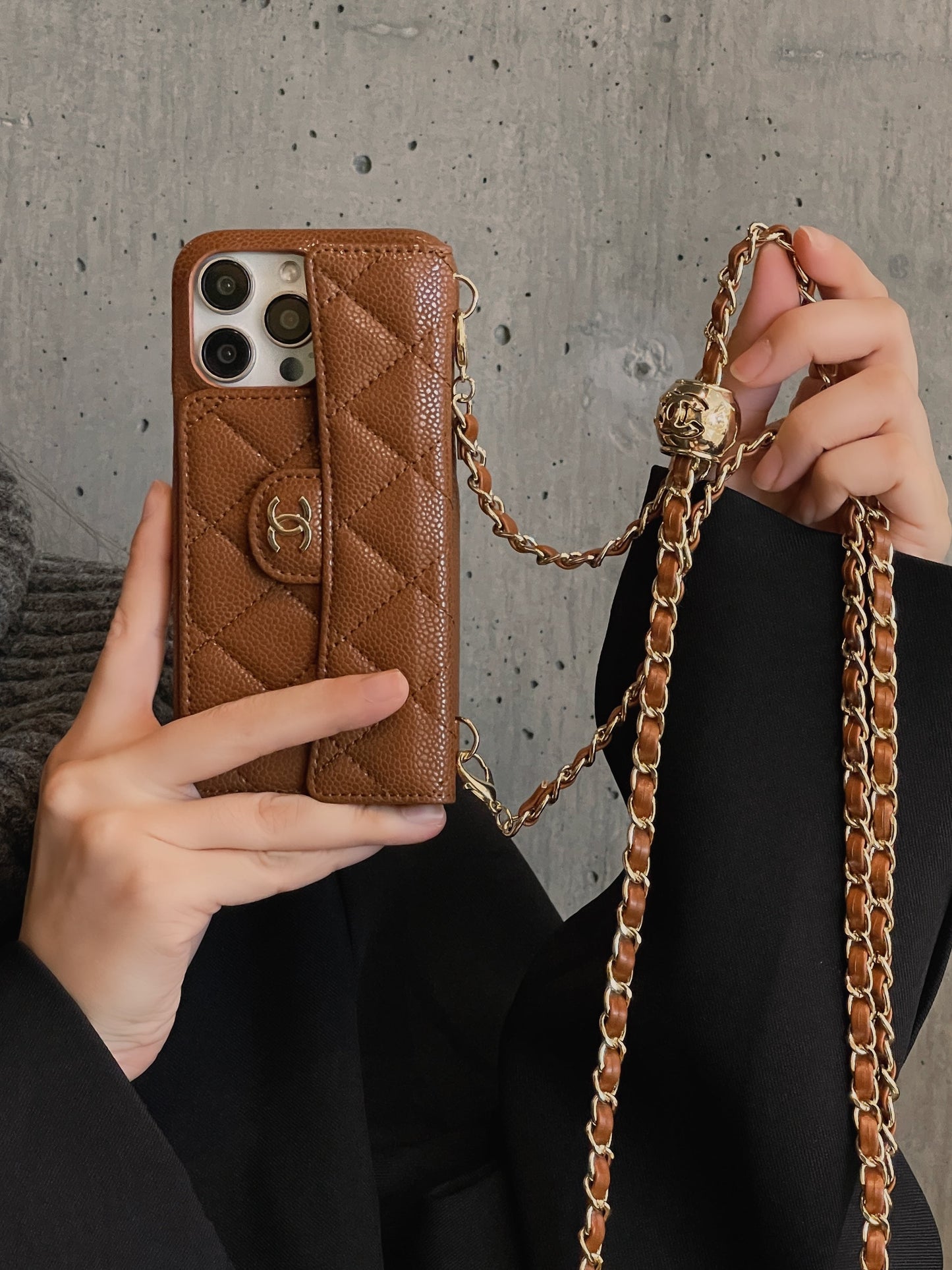 CC τσάντα δερμάτινη αλυσίδα iPhone θήκη