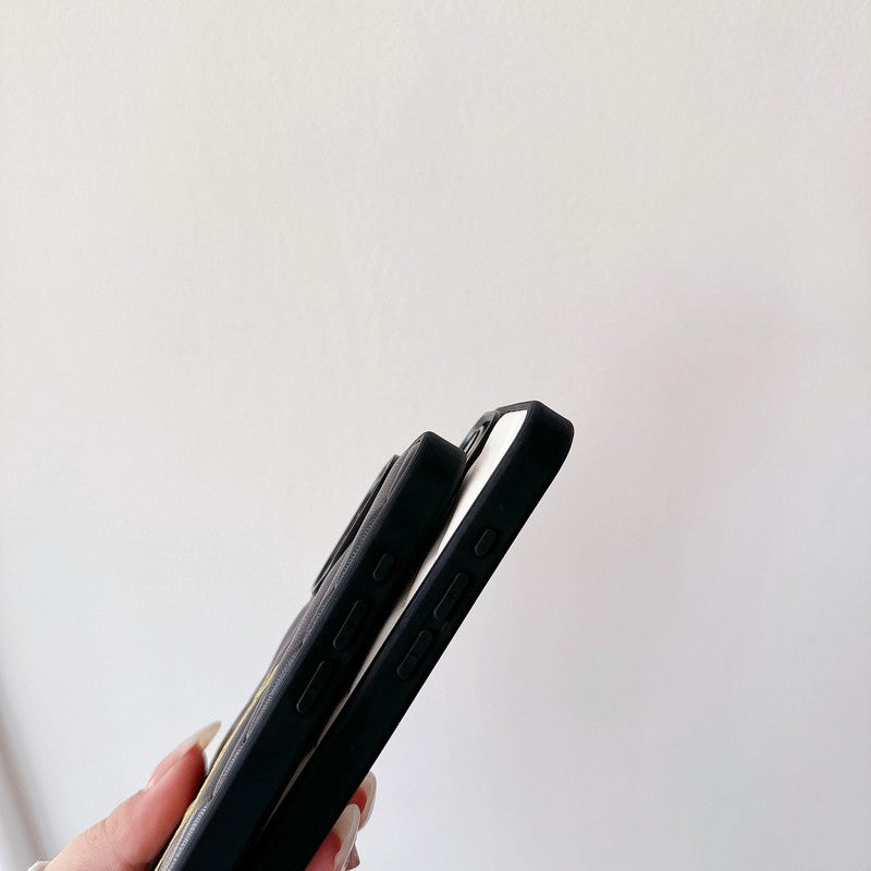 Caso de couro preto e branco Saint