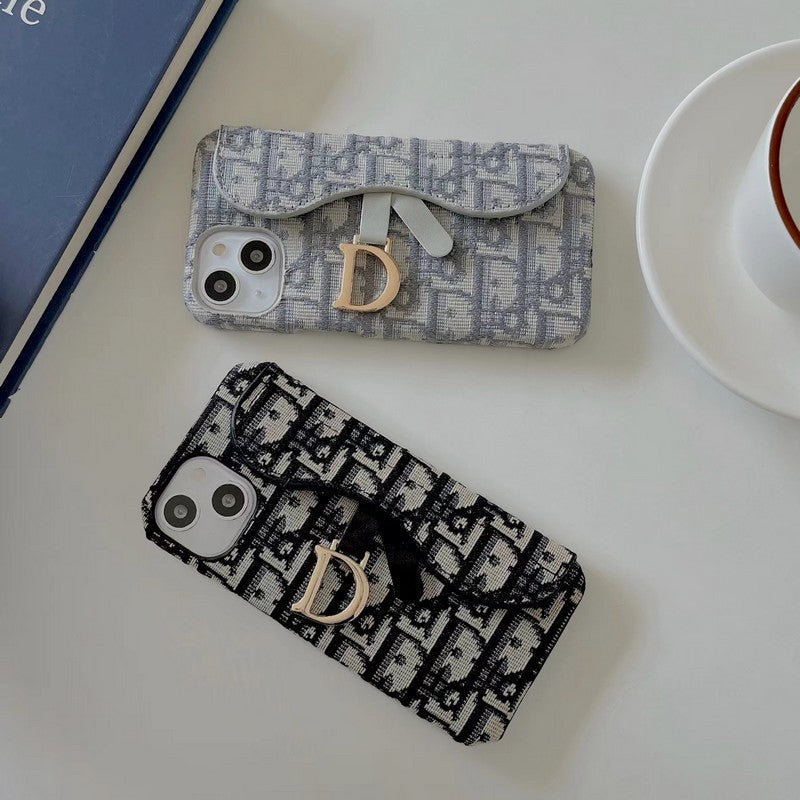 CD μαύρο και γκρι ύφασμα iPhone θήκη