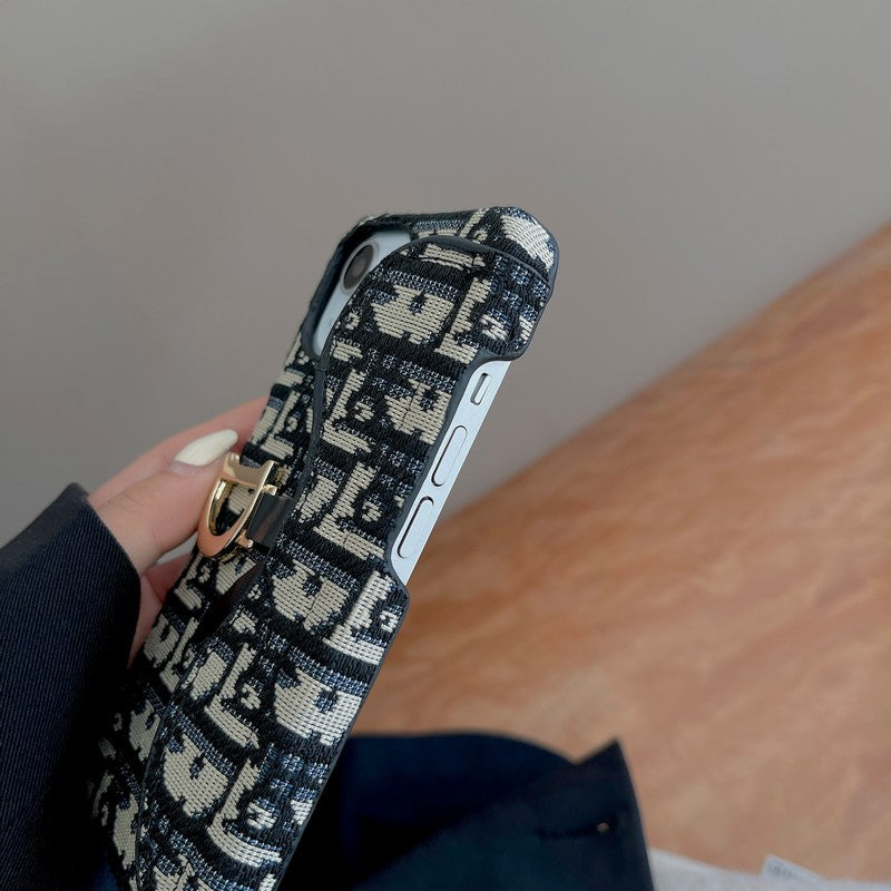CD μαύρο και γκρι ύφασμα iPhone θήκη