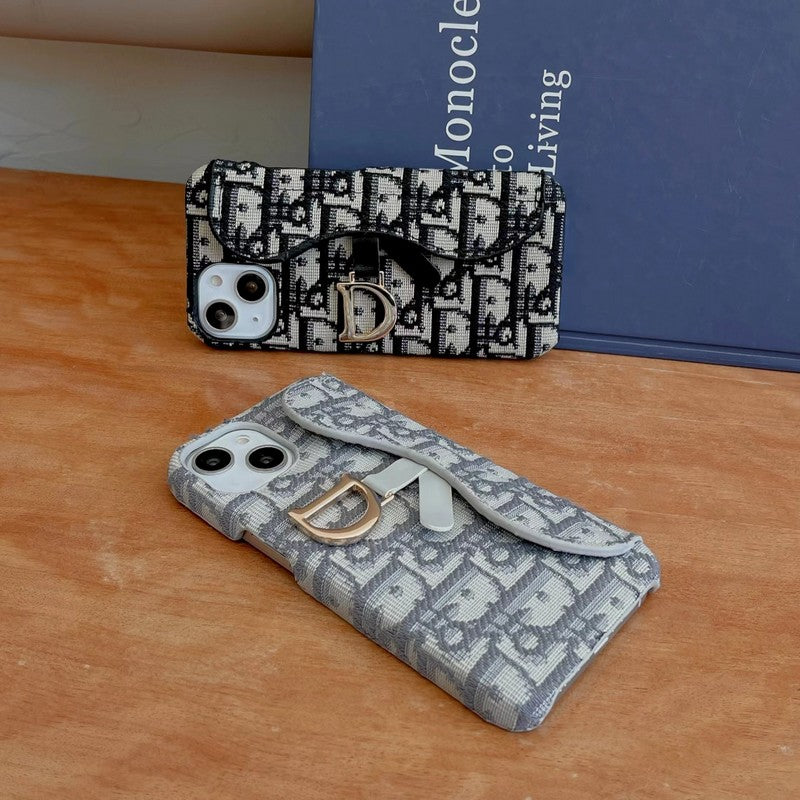 CD μαύρο και γκρι ύφασμα iPhone θήκη