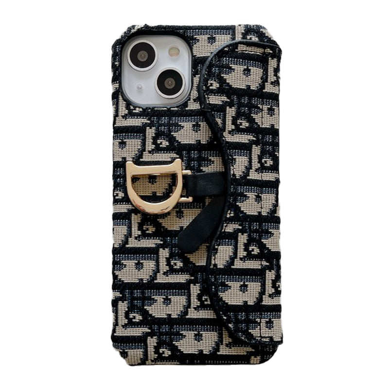 CD μαύρο και γκρι ύφασμα iPhone θήκη
