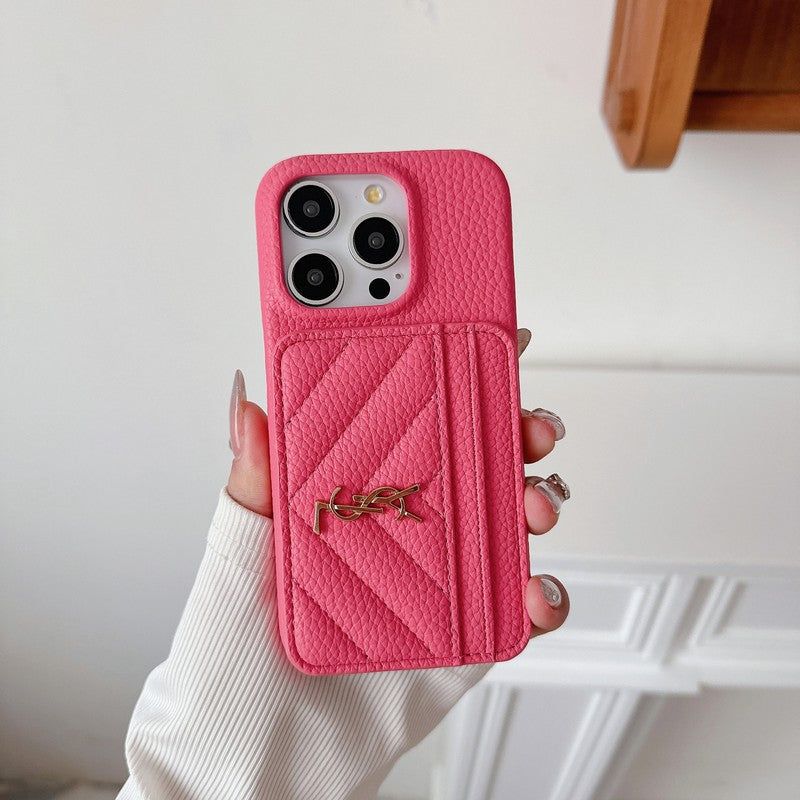 Capa para iPhone de couro de bolsa de cartão saint
