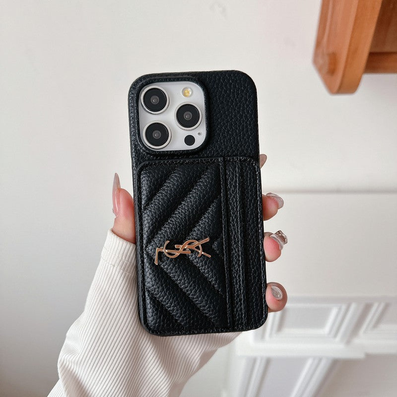 Capa para iPhone de couro de bolsa de cartão saint