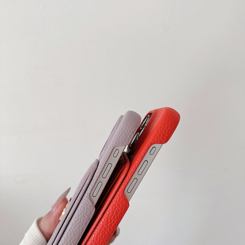 Caso de couro de coloração de bolsa de cartão saint