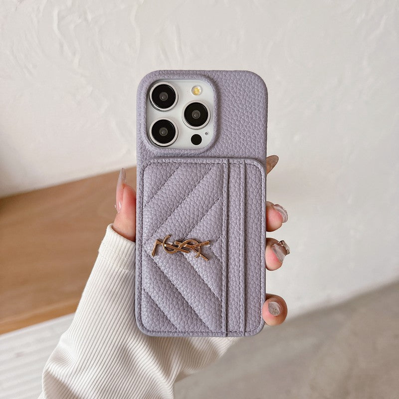 Capa para iPhone de couro de bolsa de cartão saint