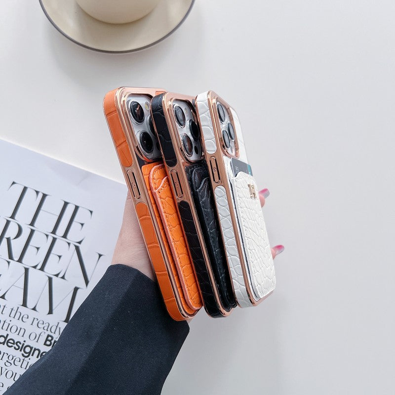 H Rose χρυσό δερμάτινο δερμάτινο iPhone θήκη
