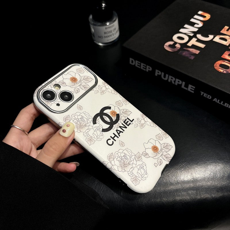 CC White & Brown Color Δερμάτινη θήκη iPhone