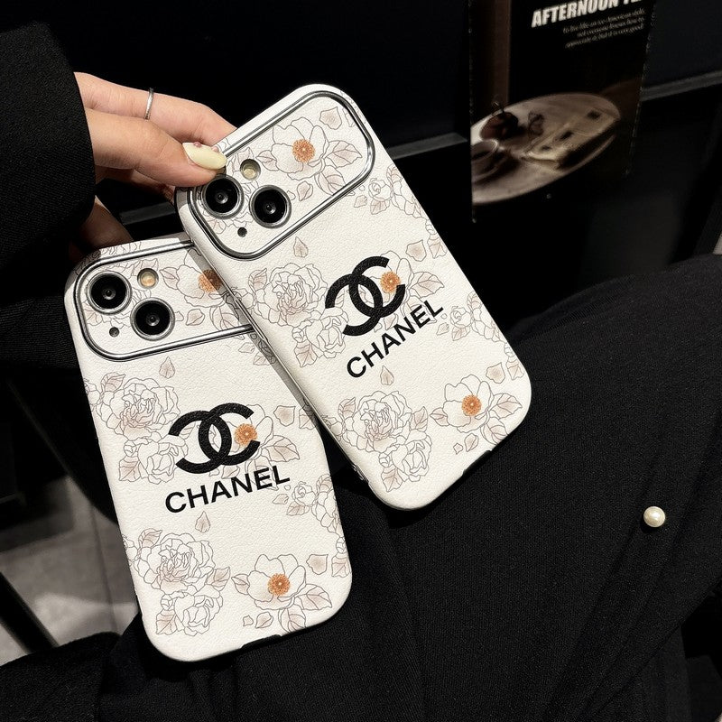 CC White & Brown Color Δερμάτινη θήκη iPhone