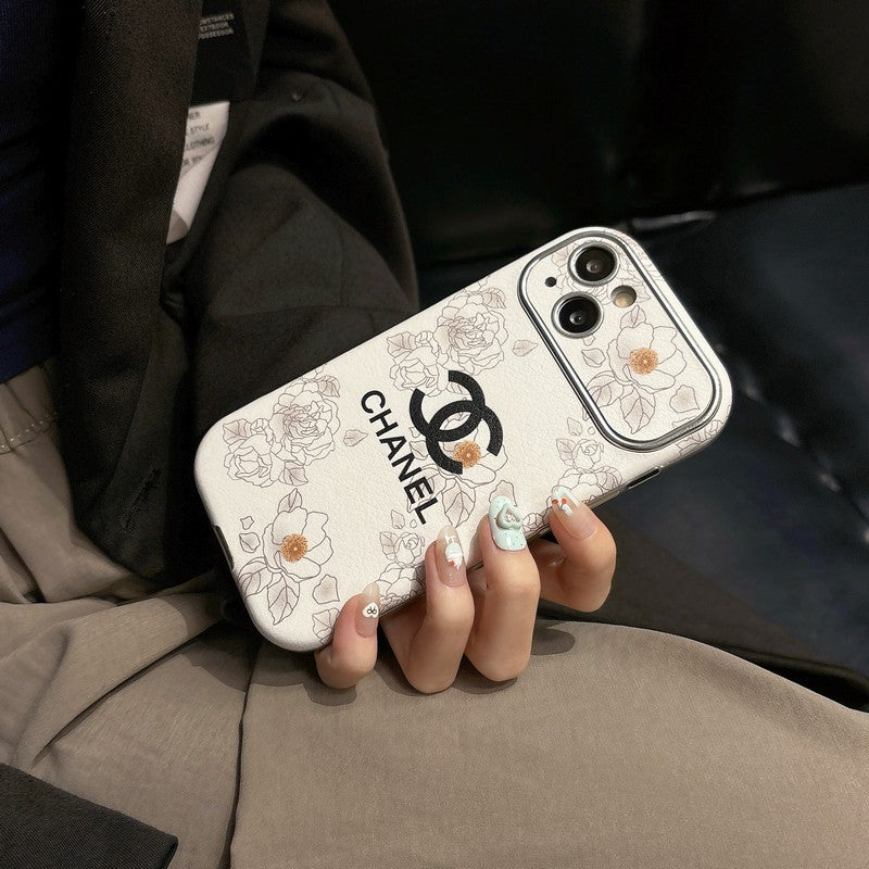 CC White & Brown Color Δερμάτινη θήκη iPhone
