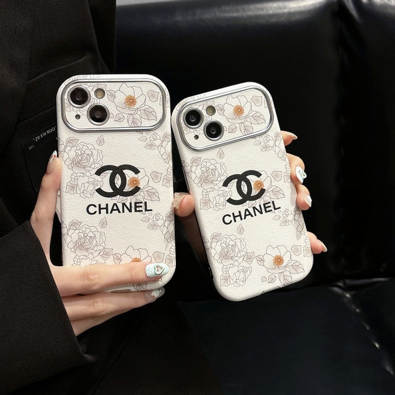 CC White & Brown Color Δερμάτινη θήκη iPhone