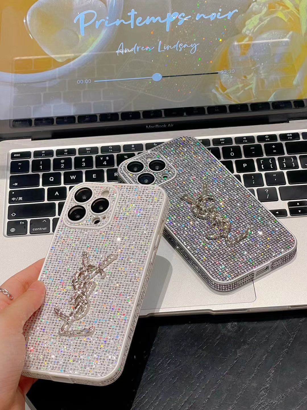 Casos de iPhone de glitter luxuosos