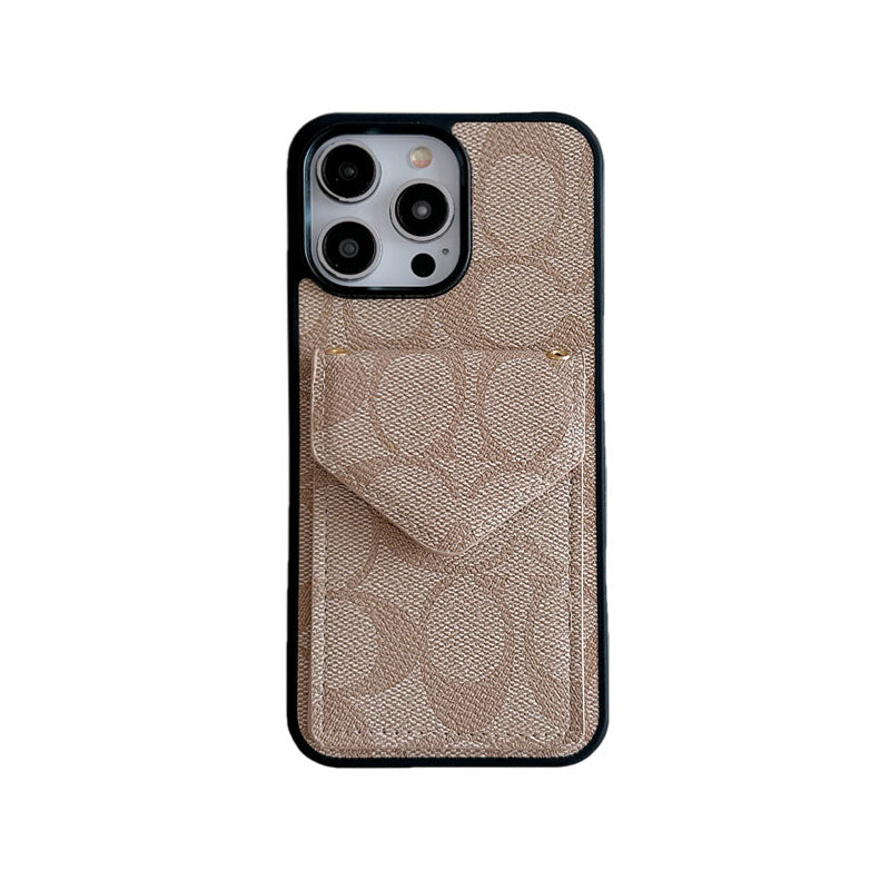 Custodia per iPhone Coach con supporto per carta e cinghia scuro -sj240513