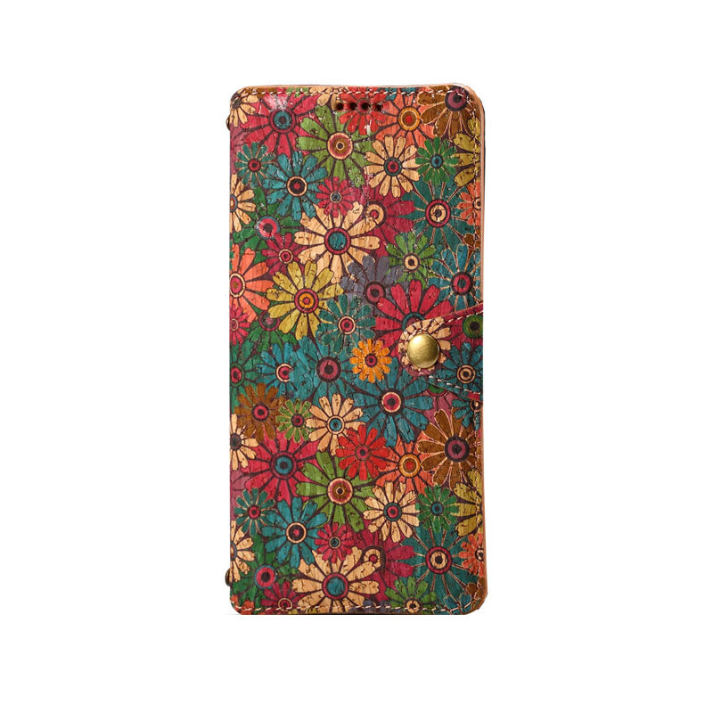 Estuche de billetera de cuero temporales florales vintage - protección boho chic para iPhone estuche