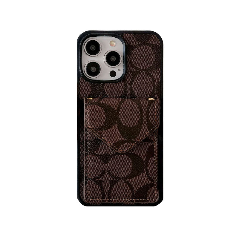 Custodia per iPhone Coach con supporto per carta e cinghia leggero -sj240513