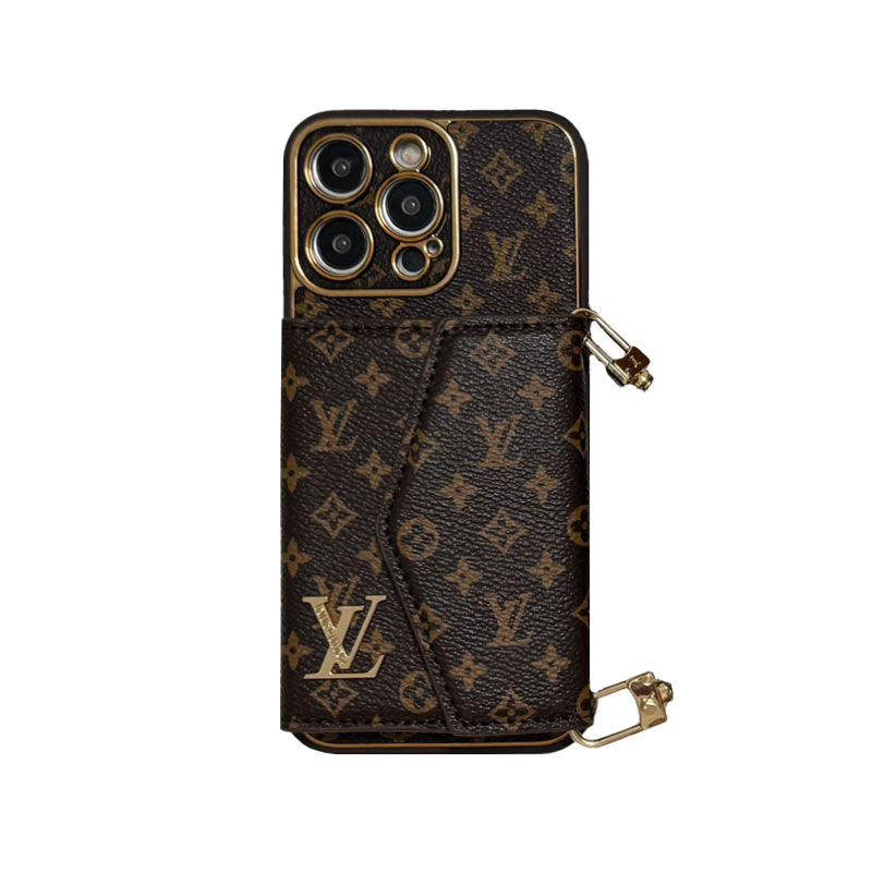 Monogram iPhone custodia con portafoglio e cinghia marrone piccolo stampa-xfq240329