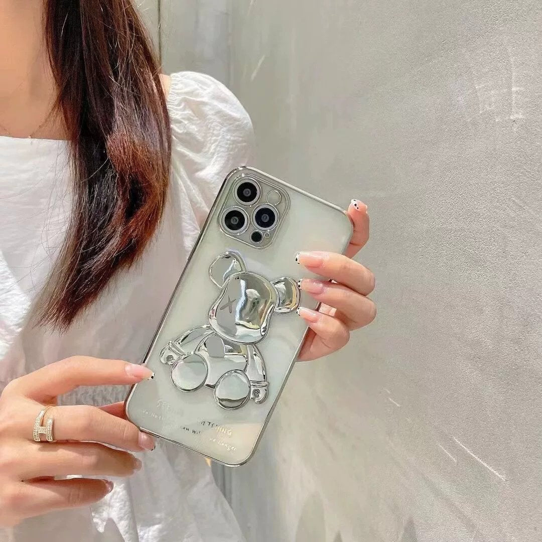 Silver Reflective Bear Case de iPhone transparente