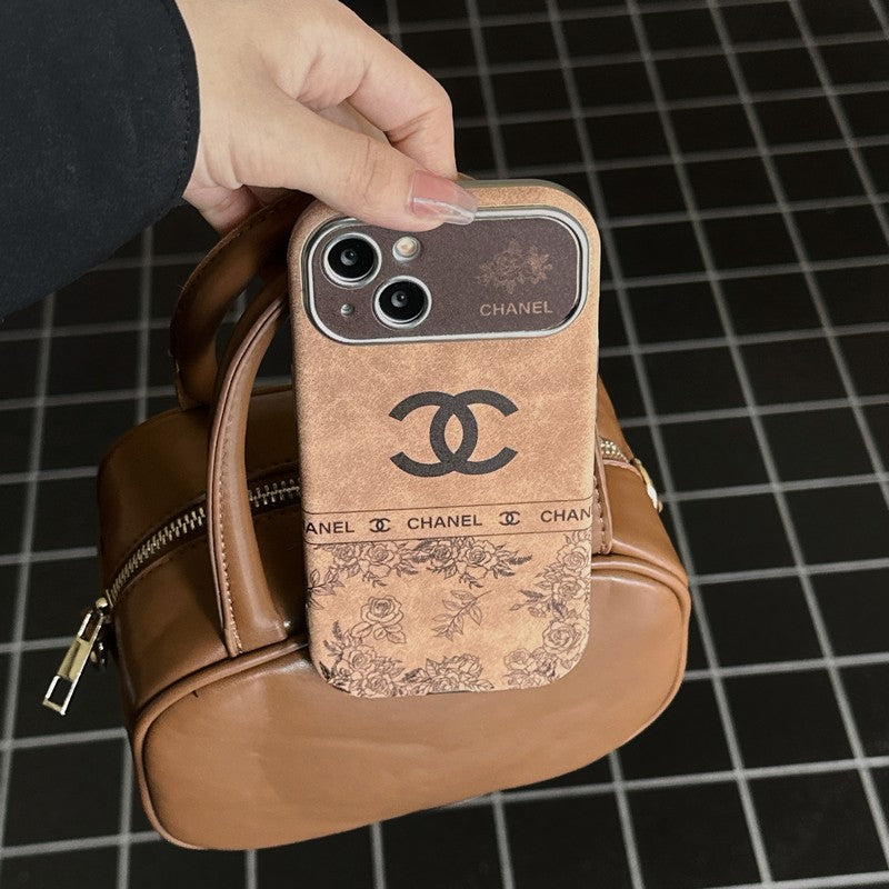 CC White & Brown Color Δερμάτινη θήκη iPhone