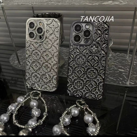 Capa de iPhone em relevo de diamante de luxo