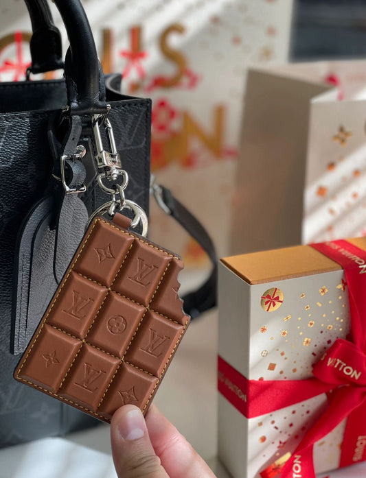 🍫 Breloc și pandantiv pentru geantă din piele în stil ciocolatiu L&amp;V 🍫