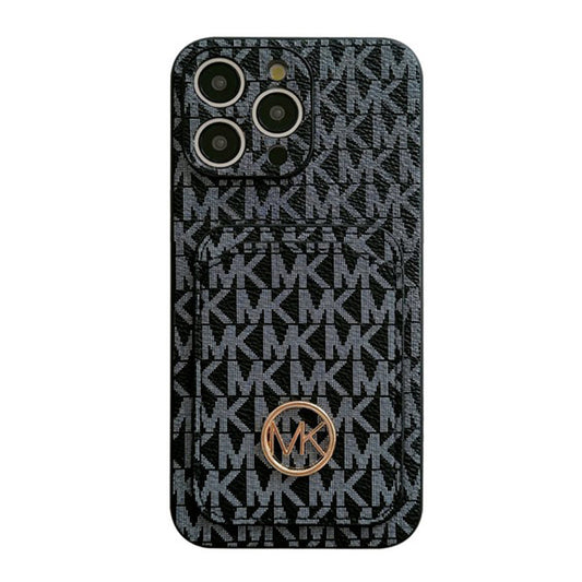 Caso do iPhone do logotipo de ouro da bolsa MK