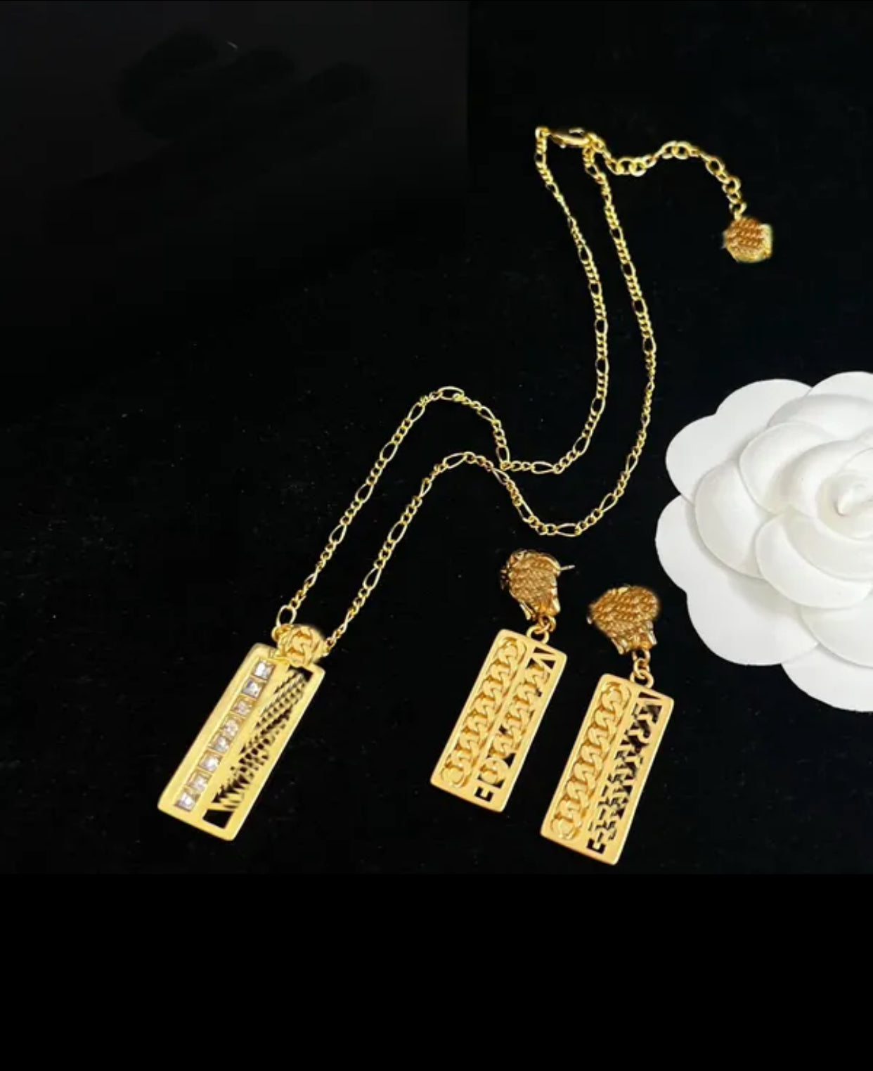 Luxury Brand V Necklace + Earrings set