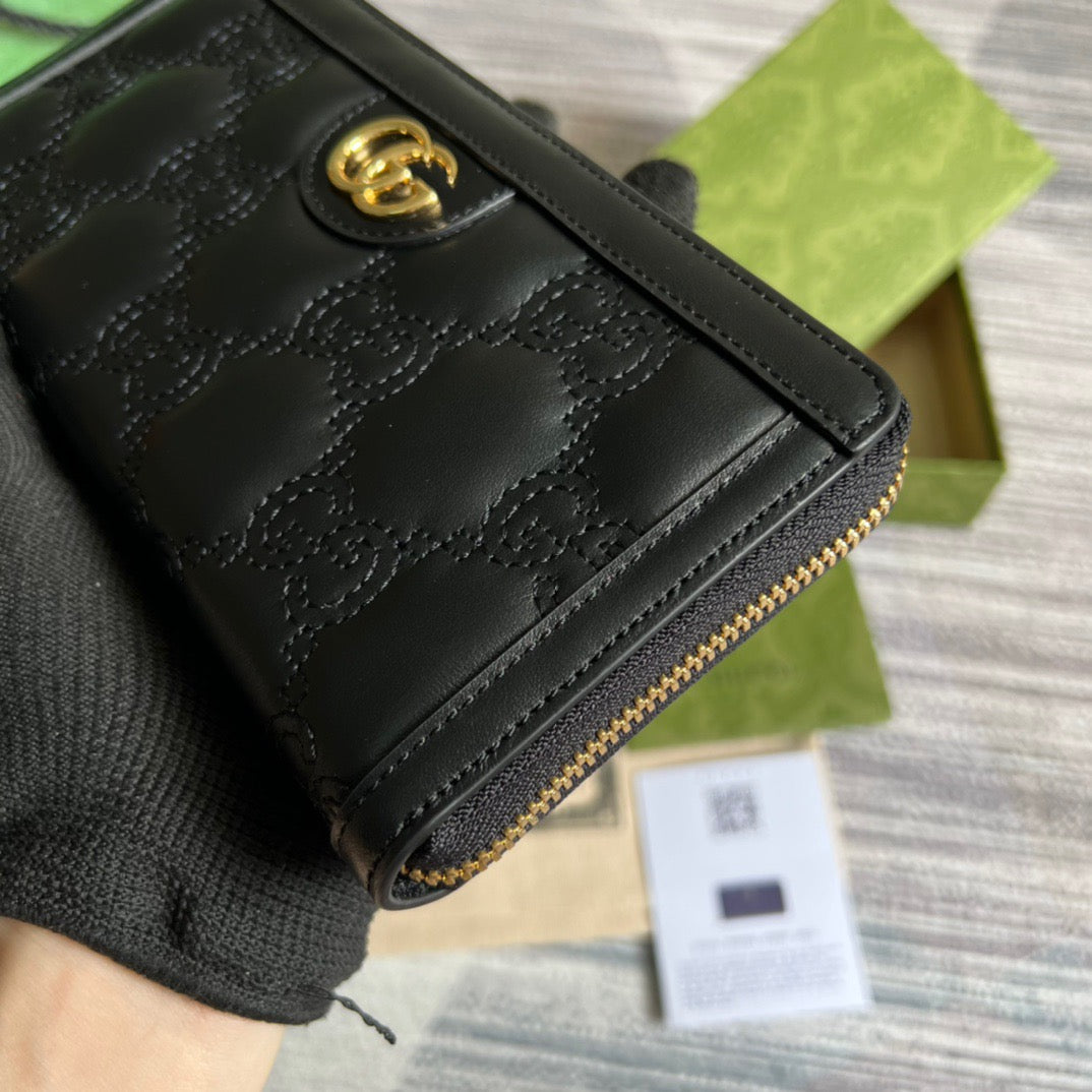 Matelassé Zip-Around Wallet Black for Women 723784 UM8IG 1000 7,6 em/ 19,5 cm