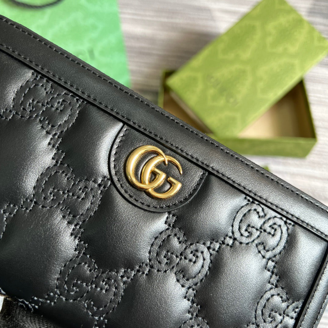 Matelassé Zip-Around Wallet Black for Women 723784 UM8IG 1000 7,6 em/ 19,5 cm