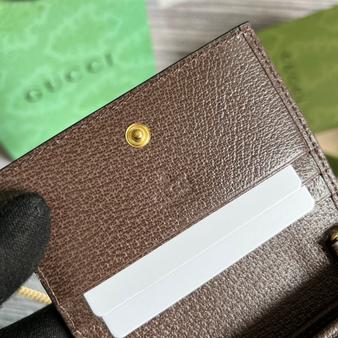 Ophidia GG Card Case Wallet Supreme Canvas Beige For Women‎ 4.3in/11cm 523155 96IWG 8745