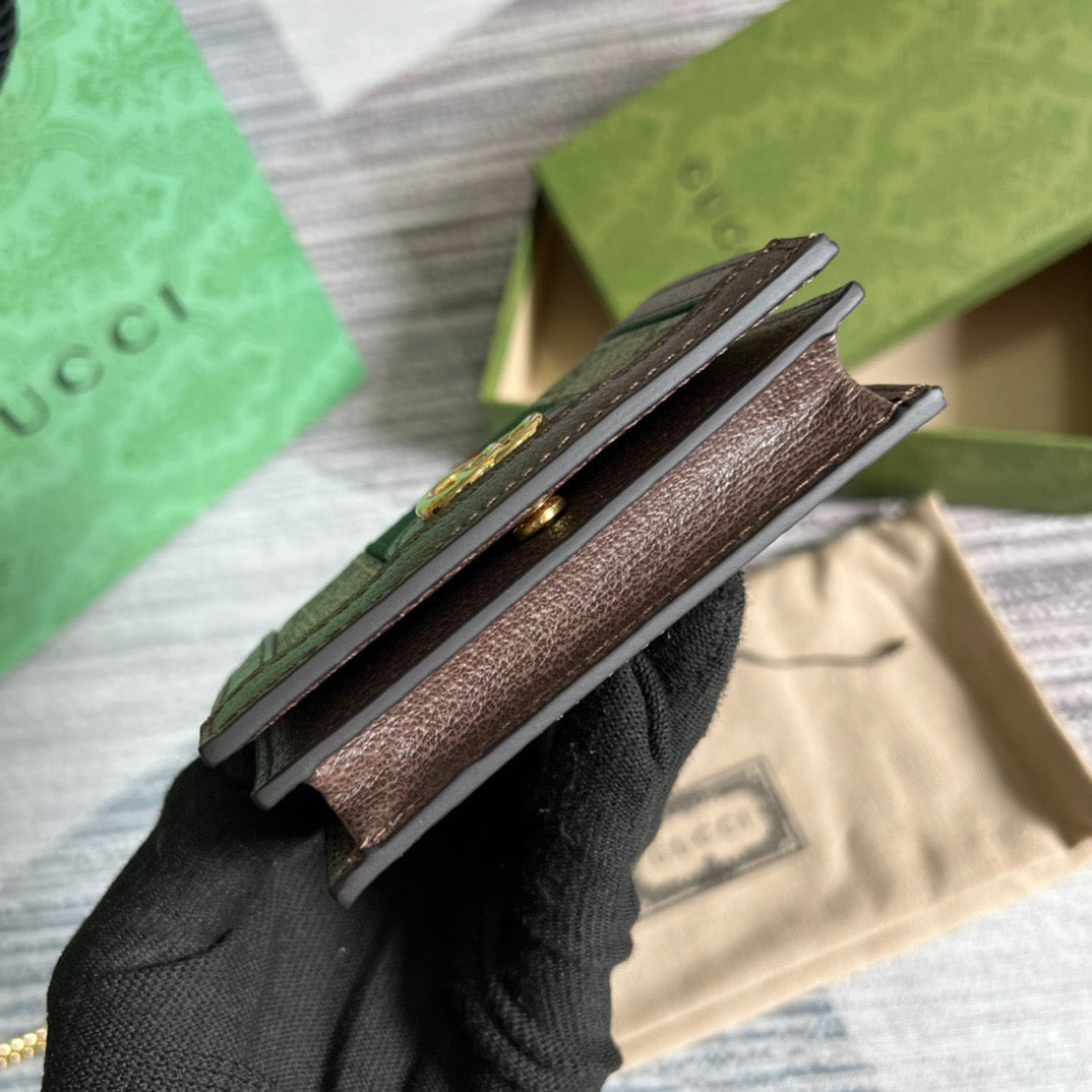 Ophidia GG Card Case Wallet Supreme Canvas Beige For Women‎ 4.3in/11cm 523155 96IWG 8745