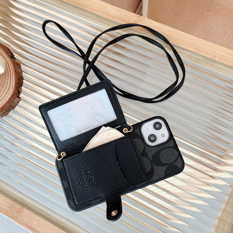 Custodia per iPhone Coach con portafoglio e cinturino tra Crossbody Black -XK240402