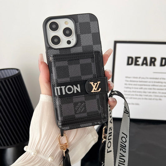 Lou Card Bag Chain Black & White iPhone Case