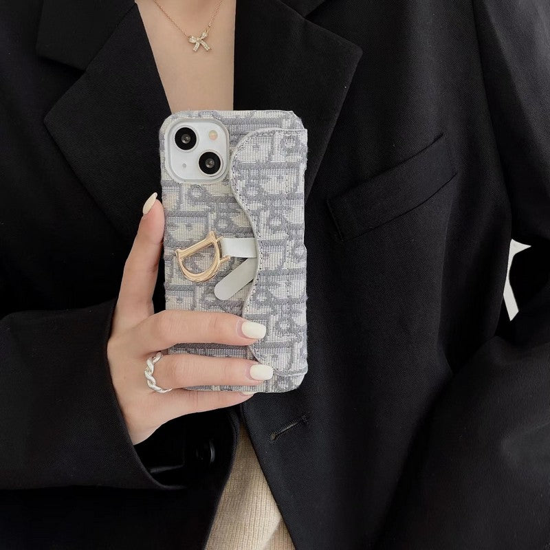 CD μαύρο και γκρι ύφασμα iPhone θήκη