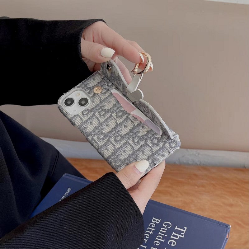 CD μαύρο και γκρι ύφασμα iPhone θήκη