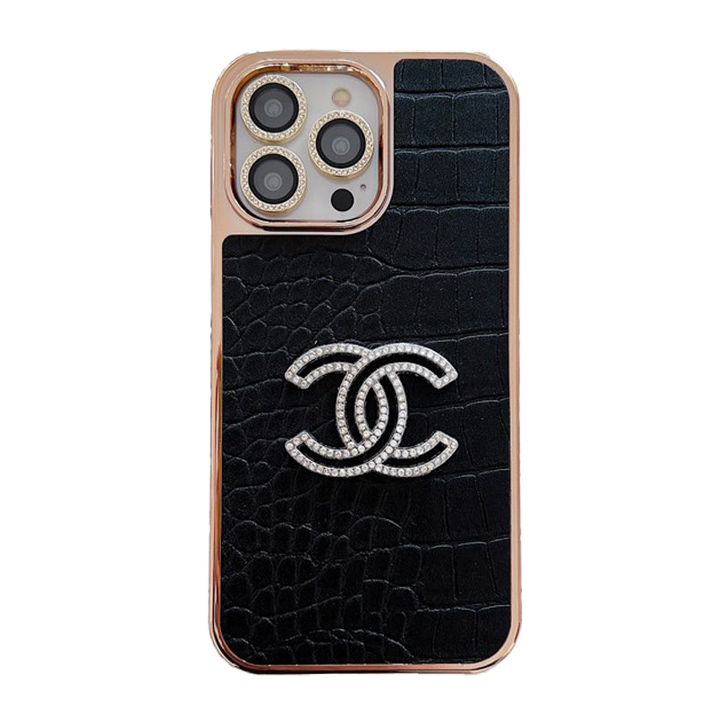 CC顏色皮革玫瑰金iPhone盒